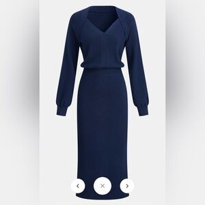 Commense Deep Blue Long Sleeve knit Dress